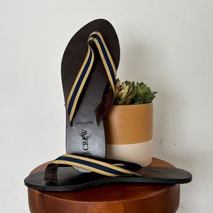J.Crew Leather & Grosgrain Navy & Gold Sandals Size 7